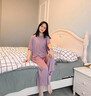 莫代爾2025年新款睡衣女夏季短袖長褲薄款夏天冰絲半袖家居服套裝 M921八分褲 2XL (150-180斤) 曬單實拍圖
