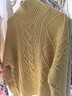 金菊【加厚綿羊毛100%】高領(lǐng)絞花秋冬新款經(jīng)典毛衣女式羊毛衫 黃色 M  曬單實(shí)拍圖