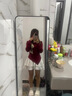 妙奕嘉打底衫女洋氣款2024秋冬新款內(nèi)搭一字肩上衣可外穿長(zhǎng)袖t恤紅色 【紅色】一字肩珍珠蝴蝶結(jié)上衣 L 【建議105-120斤】 曬單實(shí)拍圖