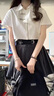 鹿依檸連衣裙女夏季2024新款女裝韓系設(shè)計(jì)感減齡學(xué)院風(fēng)小個(gè)子學(xué)生套裝裙 米白上衣+黑灰短裙 M 曬單實(shí)拍圖