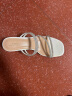 他她（TATA）一字带凉鞋女粗跟高跟凉鞋女拖鞋夏季新款XBD01BL3 银/米白 38 实拍图