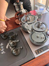 茶皇子（CHAHUANGZI）全自動(dòng)底部上水電熱水壺純鈦玻璃雙上水燒水壺茶臺(tái)一體機(jī)嵌入式茶具電茶爐 0.8L 鈦燒水消毒款+磁吸泡茶壺+煙灰品茗杯套裝 曬單實(shí)拍圖