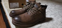 公牛世家馬丁靴男鞋春夏季新款休閑防滑工裝靴子男士厚底增高中高幫皮鞋男 咖色【四季款單鞋】GN124101375 40 (標準運動(dòng)碼) 曬單實(shí)拍圖