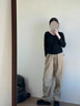 LDBE針織V領(lǐng)打底衫女2025新款秋冬加絨修身設計感軟糯針織毛衣內搭春 米杏色 L 【110-125斤】 曬單實(shí)拍圖