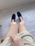 路施南流蘇軟底豆豆鞋女夏季2025新款春秋平底套腳單鞋真皮一腳蹬懶人鞋 深藍598-132 絨布鞋墊 38 曬單實拍圖