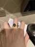喜玉枝和田玉鴿子蛋面銀戒指女 輕奢高級感碧玉包金玉石綠寶石生日禮物 款式1 曬單實(shí)拍圖