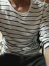 嘉曄【2件裝，套裝】長袖T恤男衛(wèi)衣男春夏季男士長袖t恤學(xué)生韓版修身打底衫純色秋衣薄款上衣外穿體恤 白條紋+黑條紋 2XL 曬單實拍圖
