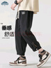 頂峰保羅（Dingfengbaoluo）寬松直筒冰絲休閑男士春夏港風(fēng)運(yùn)動(dòng)速干九分工裝褲子K311黑色2XL 曬單實(shí)拍圖