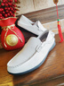 赫尼保羅品牌豆豆鞋新款一腳蹬牛皮男士休閑皮鞋軟底防滑駕車(chē)鞋百搭男鞋子 白色 41 皮鞋碼 曬單實(shí)拍圖