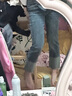PMOG黑色拼接直筒牛仔褲女2025春秋新款小個(gè)子韓版高腰顯瘦九分煙管褲 藍(lán)色九分 S 建議85-100斤 曬單實(shí)拍圖