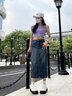啟動(dòng)引擎高腰開(kāi)叉牛仔半身裙女2025年新款夏季小個(gè)子a字半裙復(fù)古包臀長(zhǎng)裙 懷舊藍(lán) M 曬單實(shí)拍圖