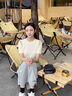 燕潯短袖t恤女2025年新款爆款夏季遮肚子顯瘦鏤空設(shè)計感露肩上衣 杏色 L 建議105-120斤 曬單實拍圖