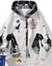 NASA LIKE官方潮牌美式假兩件外套男春秋季涂鴉夾克女情侶棒球服工裝沖鋒衣 白色 XL 曬單實(shí)拍圖