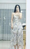 GCYXX沙灘裙女海邊度假長(cháng)裙小個(gè)子雪紡碎花吊帶連衣裙女夏V領(lǐng)收腰氣質(zhì) 花色 L 105-110斤 曬單實(shí)拍圖