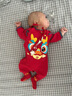 龍年新生嬰兒衣服春秋純棉滿(mǎn)月服百天男百日寶寶裝女周歲抓周禮服 紅色祥龍（春秋）+龍帽+紅襪 59碼（身高52-59cm，8-12斤） 曬單實(shí)拍圖