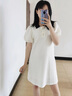 拉夏貝爾（La Chapelle）短袖雪紡連衣裙女裝2025年夏季新款時(shí)尚中長(zhǎng)款法式小個(gè)子夏天裙子 白色 M 曬單實(shí)拍圖