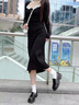 珂卡芙（KEKAFU）樂(lè)福鞋女厚底百搭小皮鞋女2024秋新款百搭制服鞋休閑鞋子女單鞋 黑色 跟高3CM 37 曬單實(shí)拍圖