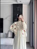 衣百壹（yIBAIyI）孕婦裝秋冬季連衣裙套裝毛衣外套開(kāi)衫+針織打底連衣裙針織兩件套 杏色連衣裙 M 曬單實(shí)拍圖
