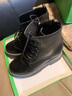 啄木鳥(niǎo)內增高馬丁靴女2024秋冬加絨新款小個(gè)子8cm顯瘦ins英倫風(fēng)厚底短靴 黑色升級版(加棉)  37 曬單實(shí)拍圖