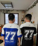 普戈斯320g重磅棒球服t恤美式冰球服短袖男款夏季橄欖球77號(hào)球衣7七分袖 黑色 2XL 曬單實(shí)拍圖