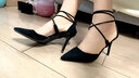 vnxifm一次性高跟鞋 床上高跟鞋斬男床上炮鞋性感交叉綁帶細跟設計感尖 黑色 6cm 36 曬單實(shí)拍圖