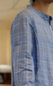 無(wú)色無(wú)味（wusewuwei）格子文藝范藍色亞麻寬松休閑長(cháng)袖襯衫女 灰桔格 M （36） 曬單實(shí)拍圖