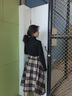 閃動(dòng)少女（SHANDONGSHAONV）毛呢格子半身裙女秋冬新款寬松復古英倫風(fēng)中長(cháng)款高臀a字長(cháng)裙 卡其色 S 曬單實(shí)拍圖