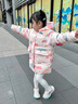 G.DUCKKIDS兒童羽絨服女童中長(cháng)款韓版洋氣公主亮面免洗白鴨絨加厚保暖外套 彩虹粉 120 曬單實(shí)拍圖