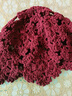 布力潘老人遮白發(fā)帽子薄款遮蓋白發(fā)頭飾短發(fā)頭巾女包頭毛線(xiàn)蕾絲外出 酒紅色 均碼 曬單實(shí)拍圖