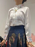 AEMAPE白色立領襯衫女2025春款女裝新中式國風盤扣繡花襯衣長袖繡花上衣 白色 L (105-115斤拍) 曬單實拍圖