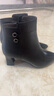 紅蜻蜓真皮女靴短靴高跟秋冬新款加絨保暖瘦瘦靴優(yōu)雅矮靴法式尖頭 黑色 真皮（跟高6.5cm） 36 曬單實(shí)拍圖