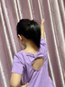 艾舞戈兒童舞蹈服女童芭蕾舞裙民族中國舞跳舞衣服幼兒練功考級服裝 紫羅蘭-短袖 140碼 身高120-130cm重48-58斤 曬單實(shí)拍圖