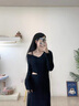 妙奕嘉黑色連衣裙女裙子夏季高級感赫本風純欲性感氣質(zhì)顯瘦包臀長裙禮服 黑色斜肩性感長裙 M 【建議85-120斤】 曬單實拍圖