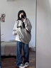 花語(yǔ)志 毛衣女秋冬慵懶風(fēng)連帽針織衫外套新款內搭打底衫寬松軟糯毛衣 字母針織套頭連帽毛衣【灰色】 均碼 【建議85-140斤】 曬單實(shí)拍圖