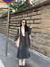 沐霓慵懶風軟糯針織衫開衫女秋冬2025新款寬松上衣中長款毛衣外搭外套 慵懶風灰色毛衣開衫均碼（80-120） 曬單實拍圖