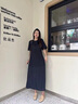 JNBY/江南布衣春夏連衣裙假兩件寬松圓領(lǐng)短袖簡(jiǎn)約休閑舒適5O5G15540 001/本黑 S 曬單實(shí)拍圖