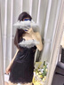 萱絲莎桑蠶絲性感真絲睡衣女薄款夏季火辣蕾絲吊帶大碼睡裙女品牌睡袍 黑色(帶胸墊) M （95-105斤） 曬單實(shí)拍圖