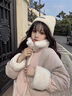 LPOX棉服女外套2025冬季韓版寬松加絨加厚兩面穿棉衣女學(xué)生 淡粉膚兩面穿棉衣 M 建議92-105斤左右 曬單實(shí)拍圖