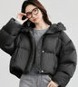 紅袖高端保暖羽絨服冬季2024新款女裝拉鏈連帽休閑氣質(zhì)百搭短款面包服 黑050 S 曬單實(shí)拍圖