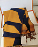 愛(ài)馬仕（HERMES）圍巾 男女同款雙色保暖編織羊絨流蘇圍巾情侶款節日送禮 H259091S-05 黃色/藍色 30*140cm 曬單實(shí)拍圖