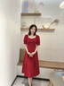麥斯貝思敬酒服新娘平時可穿酒紅色訂婚衣服女連衣裙子回門結(jié)婚禮服小個子 酒紅色 M 曬單實拍圖