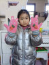 迪尼贝儿（DNBR）1-3岁儿童手套冬季加厚保暖婴儿针织加绒男女童宝宝毛线挂脖手套 粉兔 实拍图