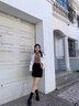 NICOLEJOLIE半身裙女2025年春秋新款短款包臀裙高腰顯瘦A字短裙通勤辣妹風(fēng) 黑色 M （建議體重95-105斤） 曬單實(shí)拍圖