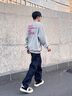 沐秋基礎秋冬淺藍色牛仔褲男寬松直筒長(cháng)褲潮牌高街寬松大腳口休閑闊腿 淺藍色 32 曬單實(shí)拍圖
