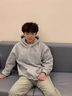 梵洛幽600g重磅連帽衛(wèi)衣男款秋季美式潮牌寬松外套青少年加絨加厚上衣服 淺灰色加絨 L 曬單實拍圖