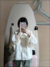 婍妡法式甜美小眾娃娃領(lǐng)花邊長(cháng)袖襯衫女春夏季小個(gè)子bf慵懶風(fēng)內搭上衣 杏色 S 斤以?xún)?曬單實(shí)拍圖