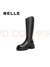 百麗（Belle）七夕禮物休閑舒適騎士靴女商場(chǎng)同款顯瘦長筒靴B8X1DDC4 黑色-絨里 35 (225mm) 曬單實(shí)拍圖