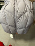 艾萊依甜美毛球羽絨服可脫卸毛領(lǐng)溫暖長款連帽保暖外套 冰藍(lán)紫XL 曬單實(shí)拍圖