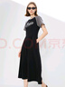 BASIC HOUSE/百家好美式復(fù)古學(xué)院風(fēng)連衣裙女2024夏季新款高端洋氣收腰中長裙 黑色 L 曬單實拍圖