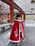 G.DUCKKIDS冬季小女孩漢服唐裝馬面裙女童2025新款秋冬兒童拜年服冬款過(guò)年服 【紅色】上衣+裙子+披風(fēng)+毛領(lǐng) 140 cm 曬單實(shí)拍圖